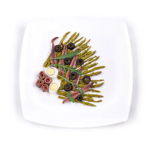 Asparagus salad with anchovies. — Stock Photo, Image