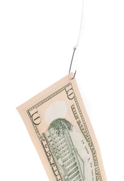 Dollar bill on a hook — Stock Photo, Image