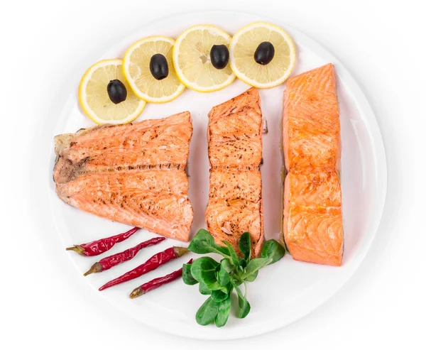 Fried salmon fillet — Stock Photo, Image