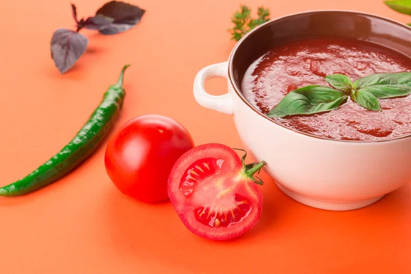 Frische Ernährung Tomatensuppe — Stockfoto