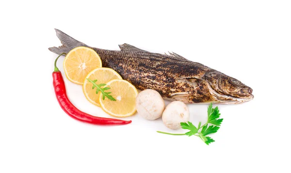 Grilled seabass with vegetables — Stock Photo, Image