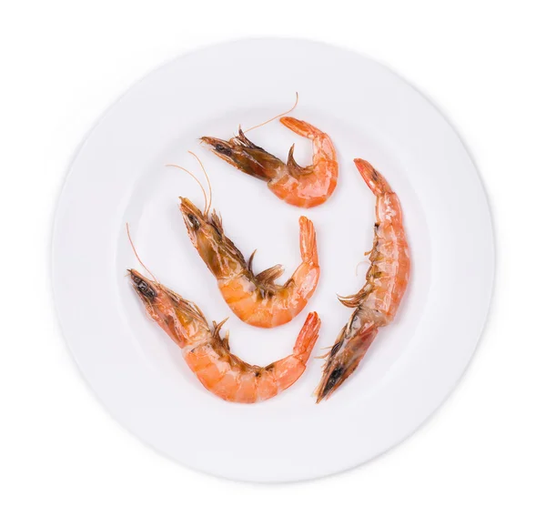 Boiled shrimps on plate — Stock Photo, Image