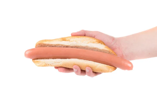 Smaczne Hot-Dog w ręku. — Zdjęcie stockowe