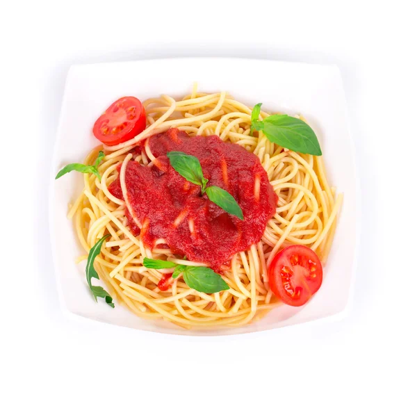 Tagliatelli pasta med tomater — Stockfoto