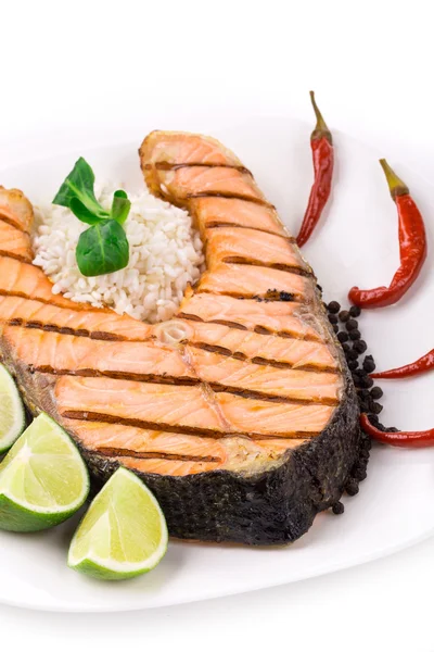 Grilled salmon steak — Stock Photo, Image