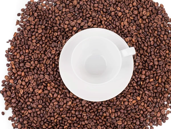 Coupe vide sur les grains de café — Photo