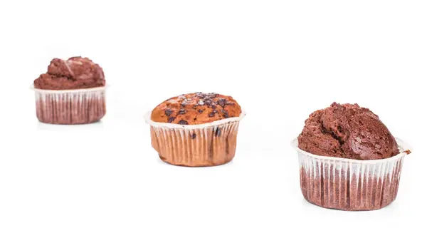 Drie Muffins close-up — Stockfoto