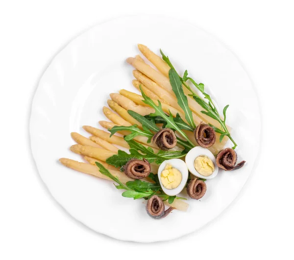 Salada de espargos com anchovas — Fotografia de Stock