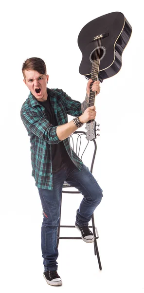 Lead guitarist holding guitar — Stock Photo, Image