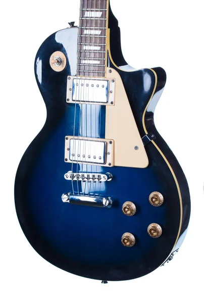 Modrá elektrická kytara. — Stock fotografie