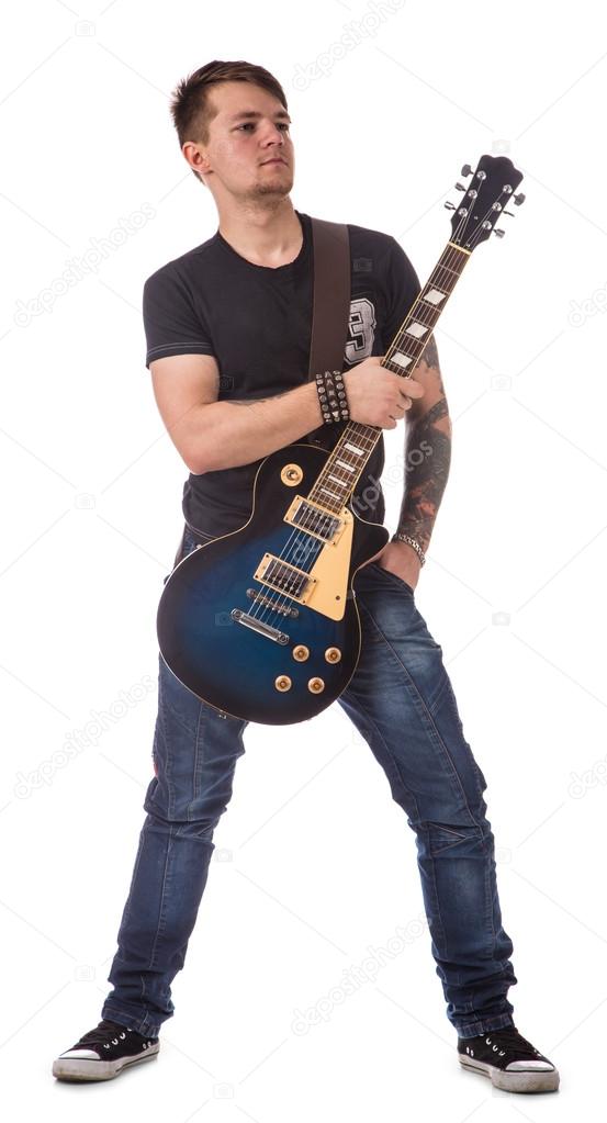 Lead guitarist holding guitar