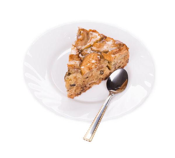 Apple cake close up.