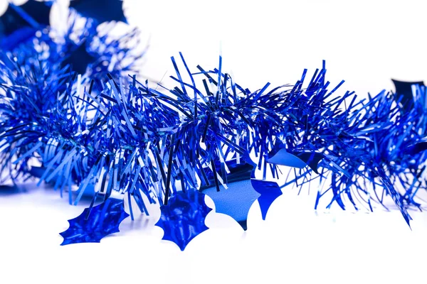 Natal blue tinsel — Stok Foto