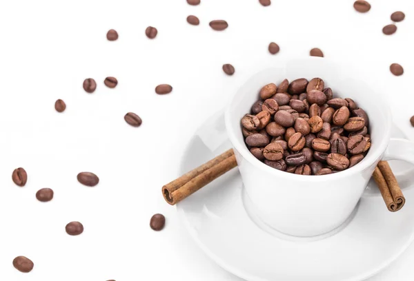 Beans and cup of coffee. — Stock Photo, Image