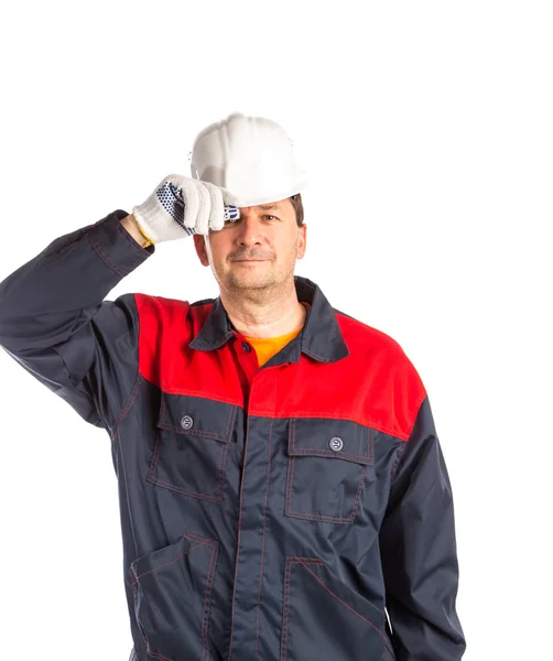 Trabajador con casco blanco . — Foto de Stock