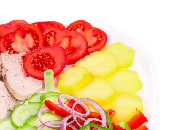 Chicken salad with potatoes and zucchini. — Stock Photo, Image