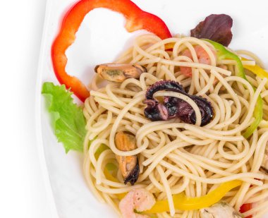 Deniz ürünleri olarak haute mutfağının lezzetli İtalyan makarna.