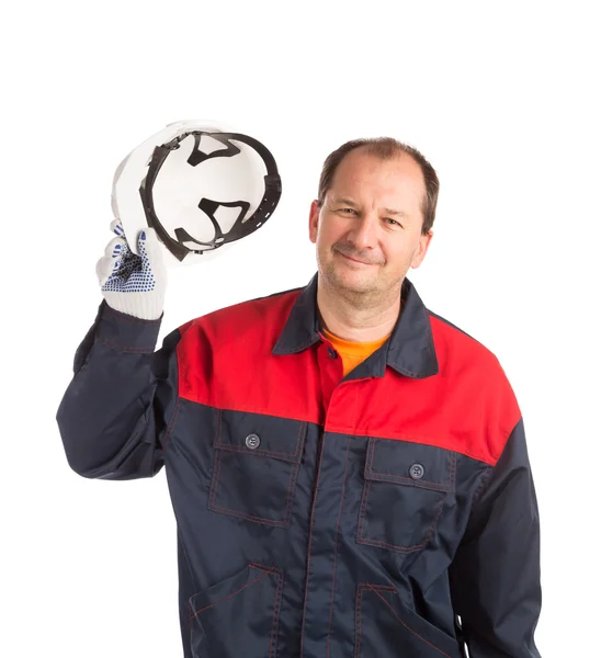 Worker with white helmet. — Stock Photo, Image