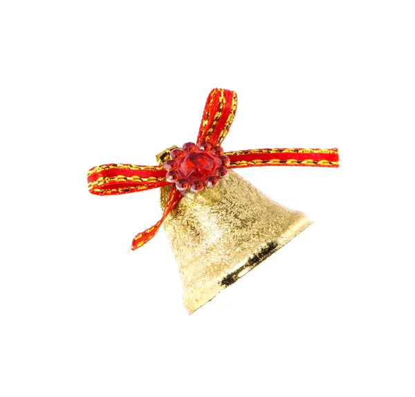 Red ribbon on Christmas kindle bell. — Stock Photo, Image