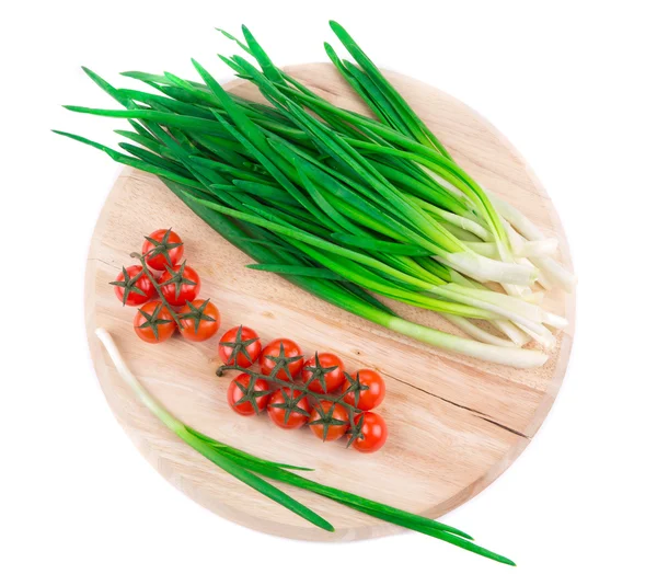 Green onion and cherry — Stock Photo, Image