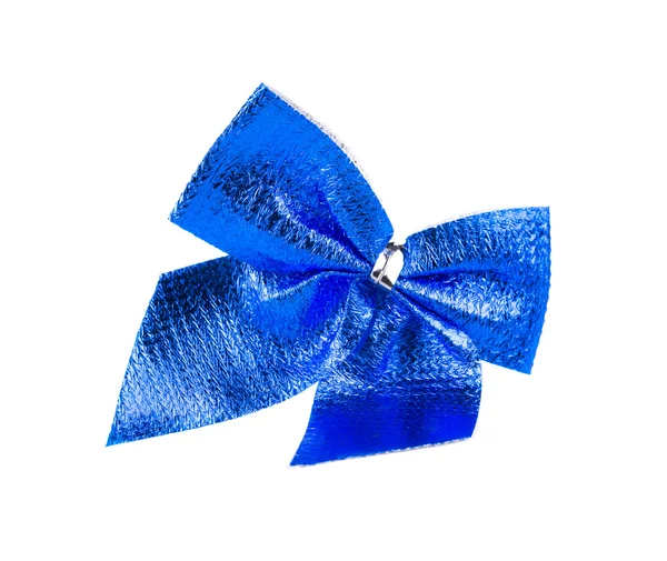 Blue bow made of ribbon. — Stock Photo, Image