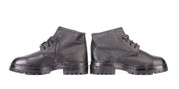 Paar zwart lederen laarzen. — Stockfoto