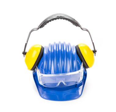 Gözlük zor şapka ve kulak muffs.