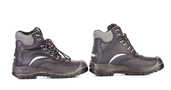 Black man's boots with gray bar. — Stock Photo, Image