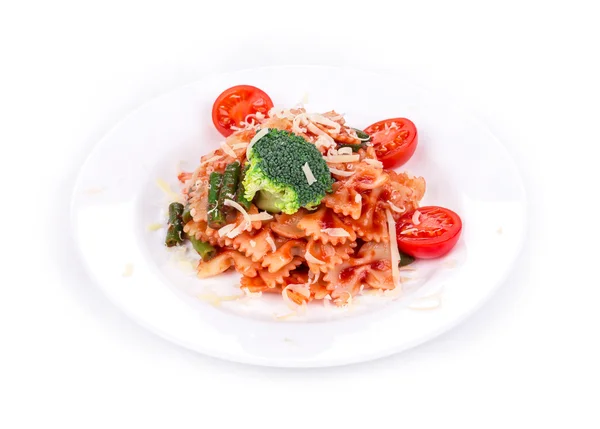 Spagetti domates ve brokoli ile — Stok fotoğraf