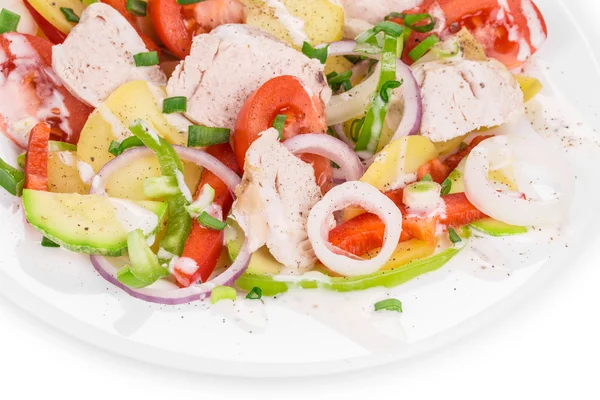 Warm meat salad with vegetables. — Stock Photo, Image