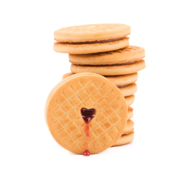 Stack of cookie biscuits with filling. — Stock Photo, Image