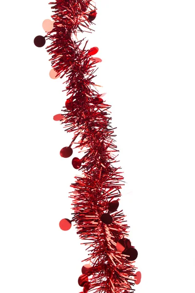 Tinsel rojo navideño con estrellas . —  Fotos de Stock