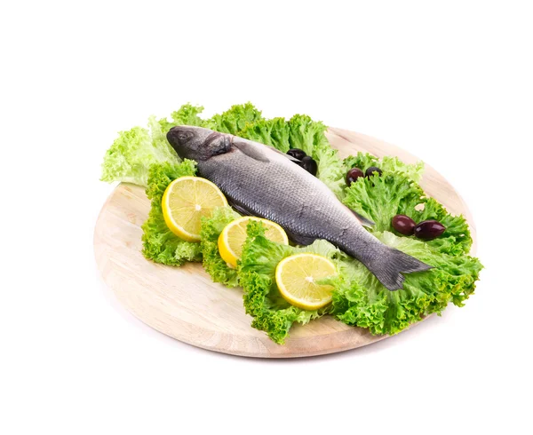Composition of fresh seabass — Stock Photo, Image