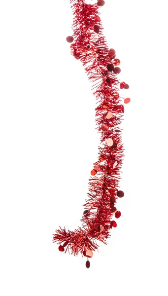 Weihnachten rotes Lametta mit Sternen. — Stockfoto