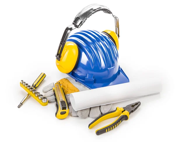 Hard hat with tools. — Stock Photo, Image