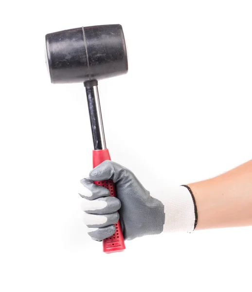 Hand holding zwarte hamer. — Stockfoto