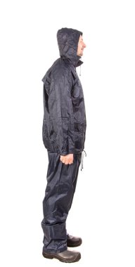 Siyah iş giysisi işçi.