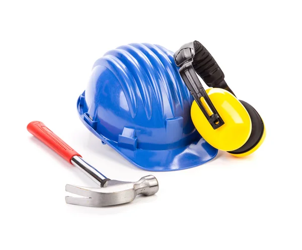 Safety helmet with earphones. — Stock Photo, Image