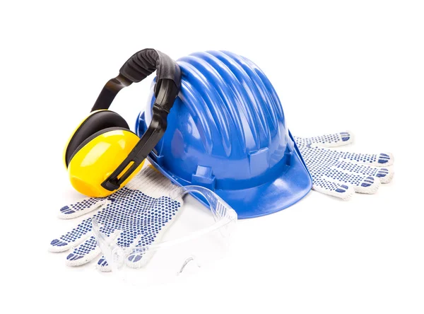 Casco di sicurezza con auricolari . — Foto Stock