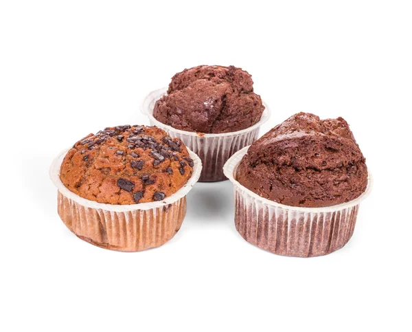 Tre chokladmuffins — Stockfoto