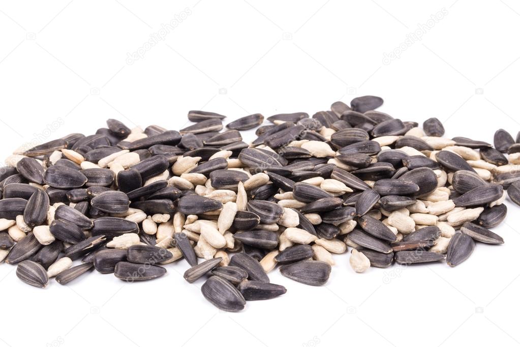 white and black sunflower seeds.
