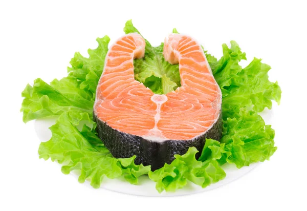 Beautiful raw salmon steak. — Stock Photo, Image