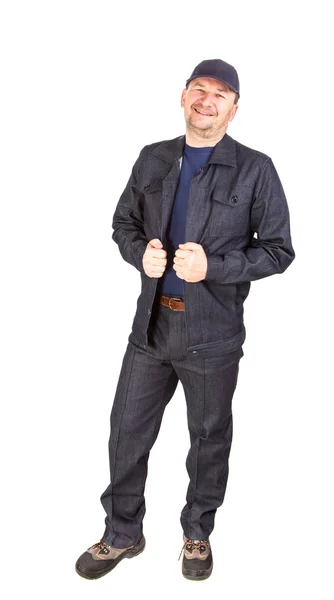 Worker in opened winter workwear — Stock Photo, Image