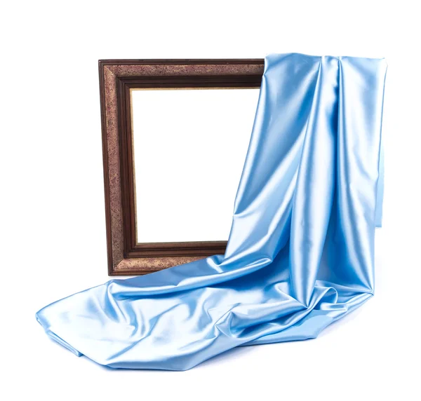 Пустая рамка с голубым шелком — стоковое фото
