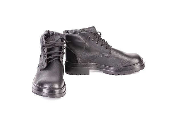 Trabalho botas de couro preto — Fotografia de Stock