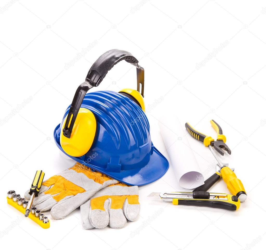 hard hat with tools