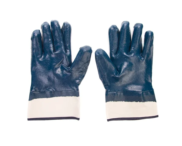 Primer plano de los guantes de goma azul . — Foto de Stock