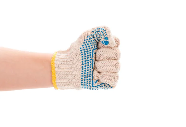 Worker hand glove clenching fist. — Stock Photo, Image