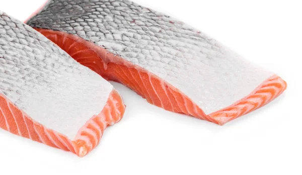 Fatias de filetes de peixe vermelho não cozidas . — Fotografia de Stock