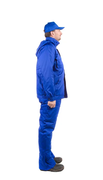 Працівник у синьому робочому одязі . — стокове фото